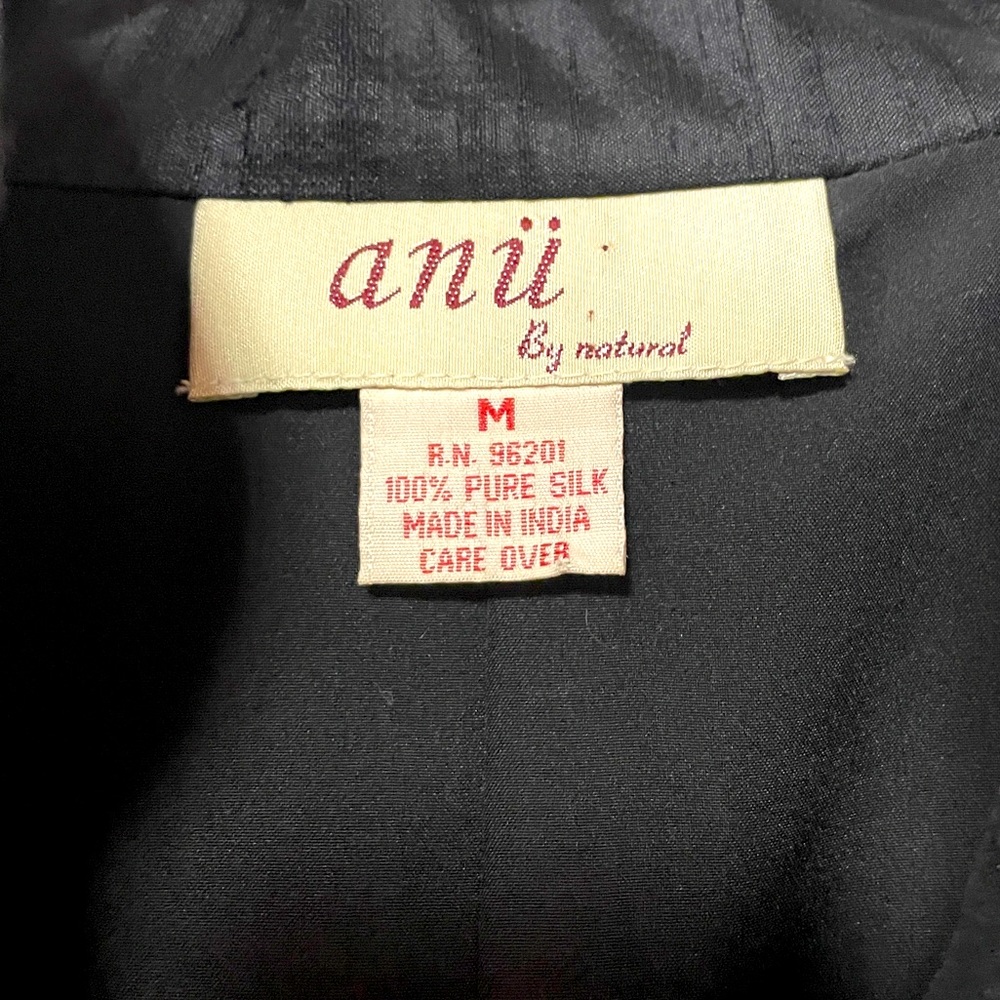 Anu 100% Silk Black Orange Embroidered Jacket Sz M Paisley - Picture 5 of 7